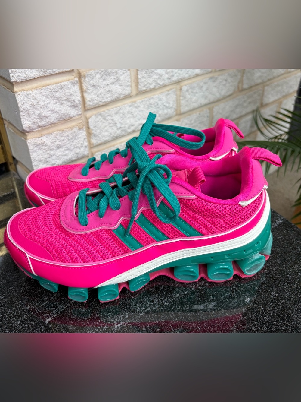 Adidas Microbounce T1 Pink and Teal- W. Size 8- Worn Once- Like New!